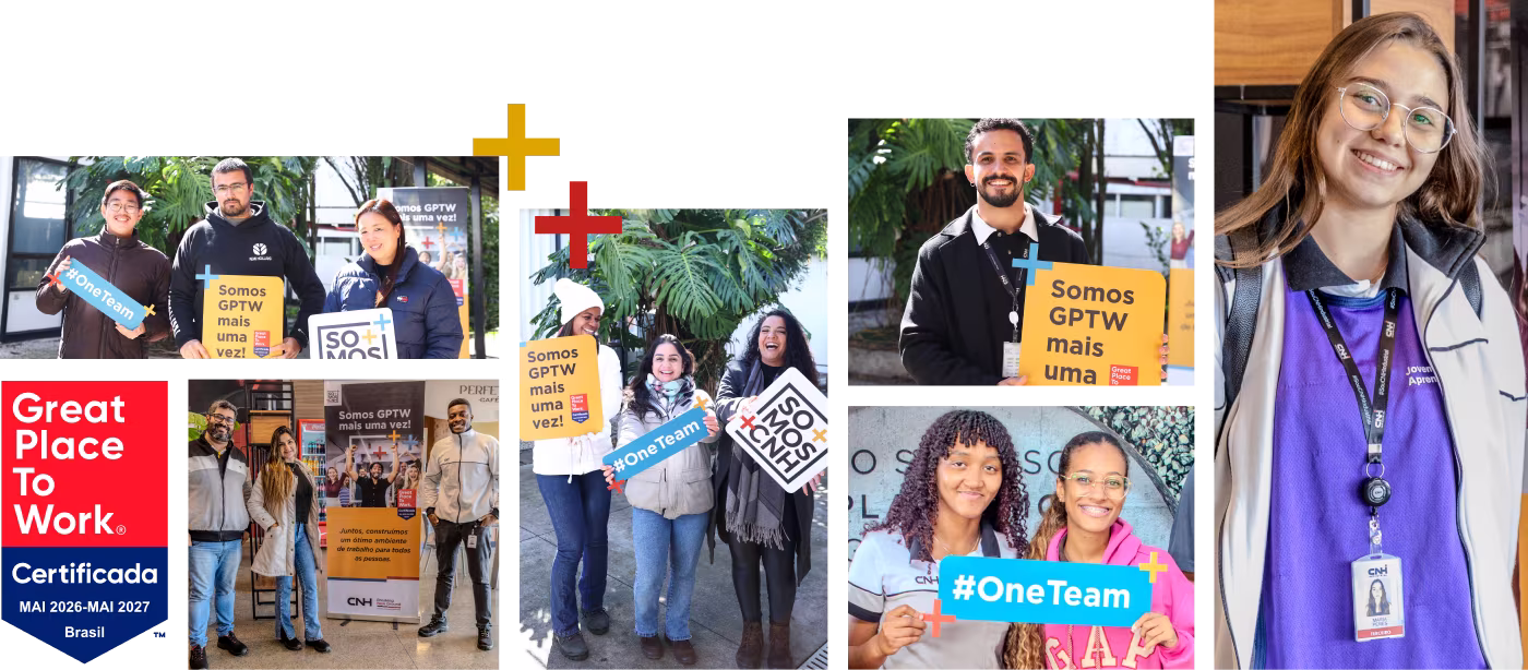 Mosaico de fotos com diversos colaboradores