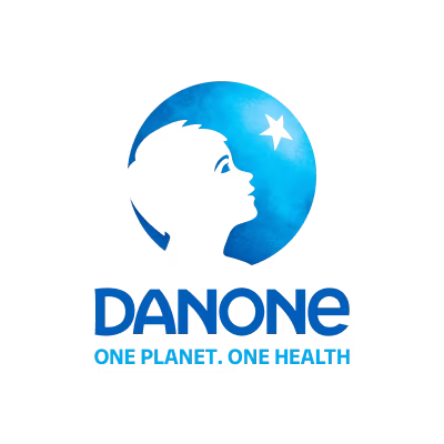 Logotipo da Danone com o lema One Planet. One Health.