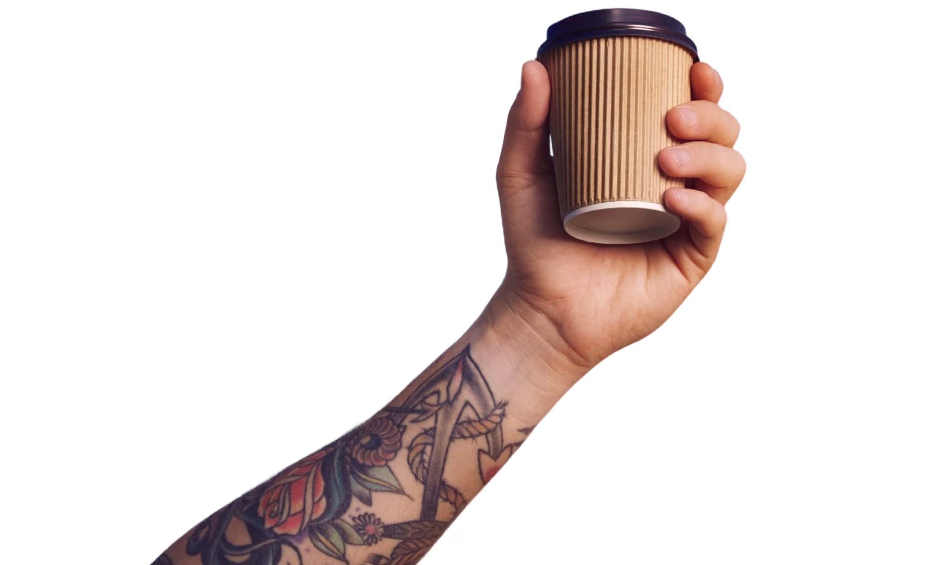 Mão segurando copo de café