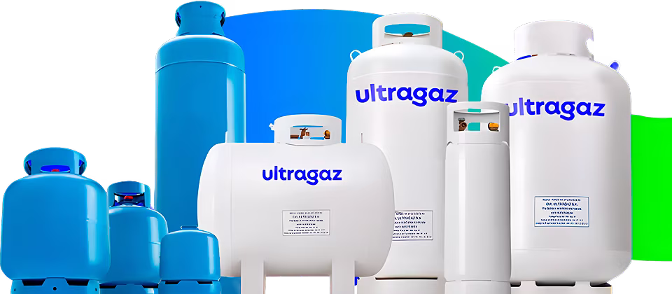 Botijões, cilindros e tanques de gás da Ultragaz