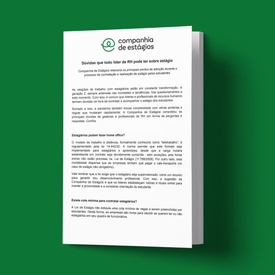 Capa do documento 'Dúvidas que todo líder de RH pode ter sobre estágio'