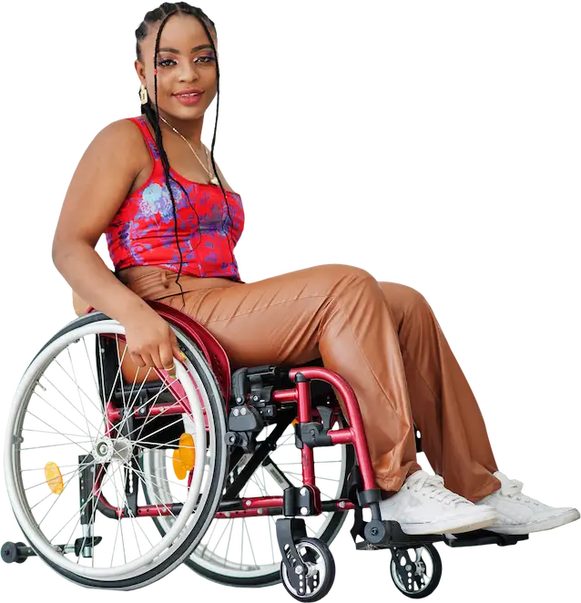 Young black woman in a wheelchair posing for a photo