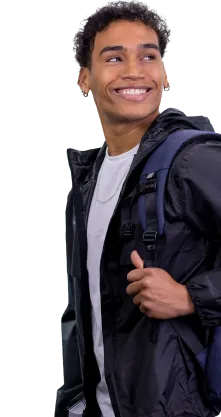 Young Person Smiling with a Backpack on Their Back