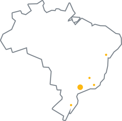 Mapa com localidades da Companhia de Estágios