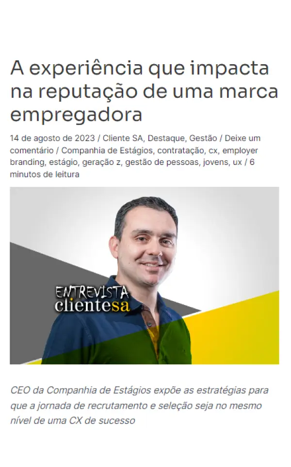 A experiência que impacta na reputação de uma marca empregadora Cover