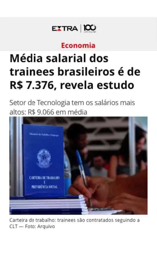 El salario promedio de los trainees brasileños es de R$ 7.376, revela un estudio Cover